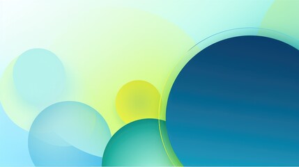 Wall Mural - Blue and green background with abstract geometric shapes, gradient color from light blue to dark green, with an empty yellow rectangular frame in the center for text or logo. 