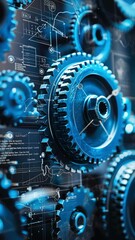 Poster - Gear mechanisms display intricate details and functionality in a futuristic setting showcasing engineering brilliance and innovation