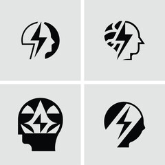 Poster - Collection of mind and electricity logos designed for creative branding and icon usage