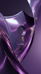 Poster - Abstract image of purple metallic shapes with keyhole, creating a modern and sleek design suitable for security or privacy concepts