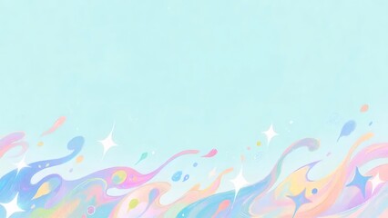Poster - abstract pastel waves with starry sparkles and light blue sky texture background for web design or d