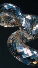 Poster - Colorful snake with iridescent scales coiled elegantly on a dark background