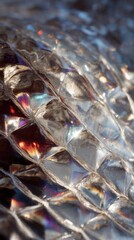 Poster - Bright reflections and intricate patterns emerge from textured surface in close-up view during afternoon light