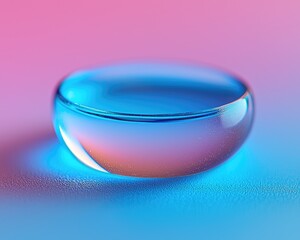 Poster - Close-up of a colorful glass orb on a soft gradient background, reflecting light