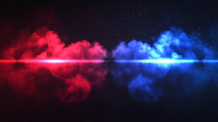 Aufkleber - Abstract red and blue smoke with glowing light effect on dark background.