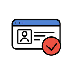 Poster - Digital identity verification request with approved check mark icon  