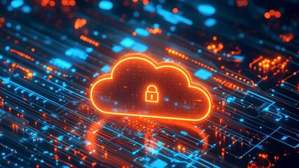 Poster - Glowing cloud computing security concept on motherboard