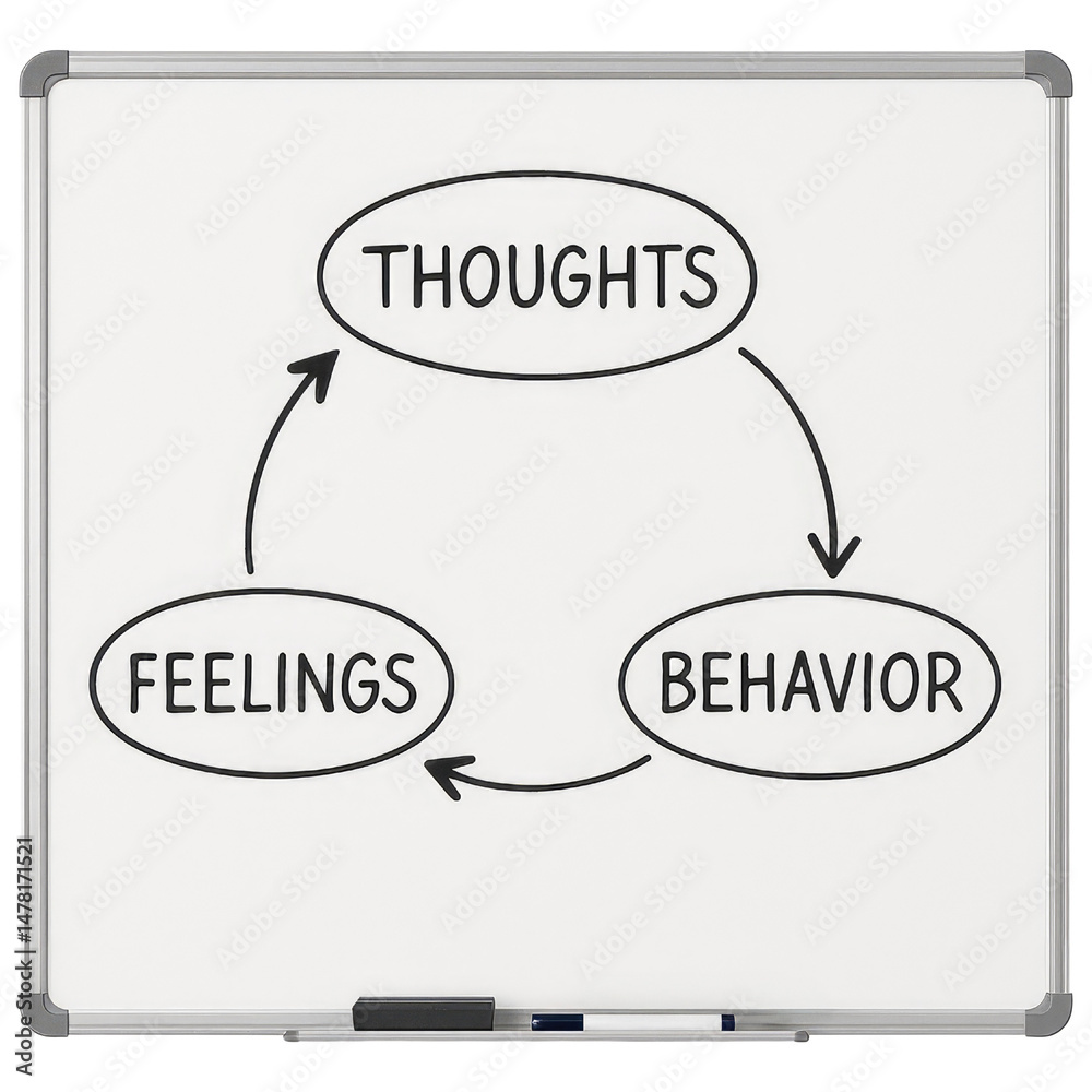 Whiteboard Diagram Showing the Interconnection of Thoughts Feelings ...