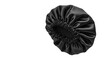 © MariaMedeiros - A beautiful black satin bonnet sits isolated against a clean white background, ready for use.