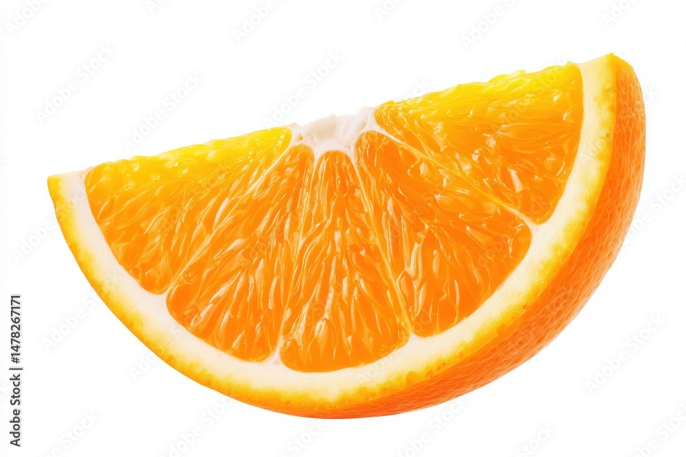 Sliced orange with bright, juicy segments displayed against a plain background. The fruit appears fresh, highlighting its natural sweetness and rich color.