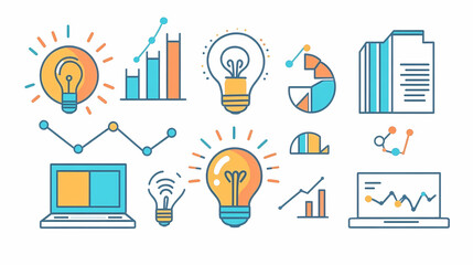 Poster - Innovative Ideas in Motion: A vibrant collection of concept of illustration of business and technology innovation