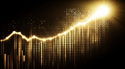 Poster - Dynamic Gold Line Graph on Black Background Illustrates Financial Growth Trends