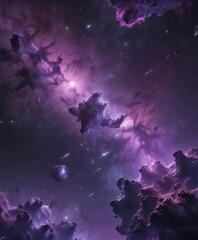 Wall Mural - purple night sky, cosmic nebulae, glittering star clusters deep space background , dark, image, sky