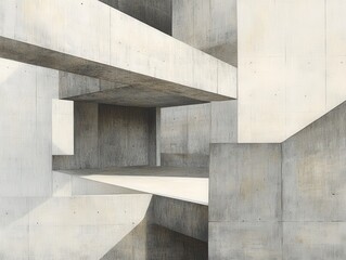 Poster - Abstract Concrete Architecture with Strong Geometric Lines and Shapes