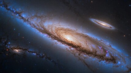 Wall Mural - grand design spiral galaxy messier 31: the andromeda galaxy in visible light, hydrogen alpha spectru