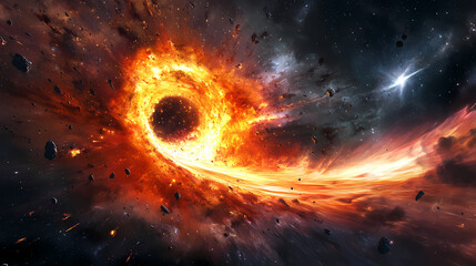 Wall Mural - explosive cosmic event captured in stunning detail during a simulated space phenomenon. [hollow velo