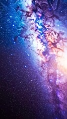 Wall Mural - vertical video galaxy exploration through outer space towards glowing milky way galaxy