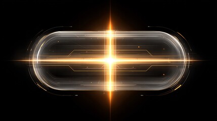 Fototapete - Futuristic technological interface element with bright golden glowing cross