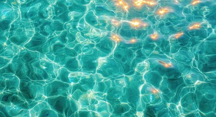 sunlight reflecting and shimmering on clear blue water surface creating sparkling bright patterns