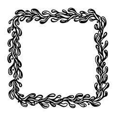 Fototapete - Ornate Leafy Frame: An elegantly crafted square frame, intricately adorned with a flowing design of leaves and organic shapes, ideal for adding a touch of sophisticated natural beauty to any design.
