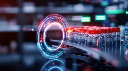 Poster - Innovative manufacturing process industrial facility digital technology high-tech environment close-up view automation and efficiency