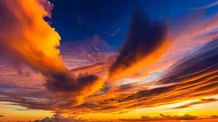 Wall Mural - vivid sunset cloudscape time-lapse a breathtaking display of nature's colors