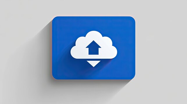 Cloud Upload Icon with Blue Button.