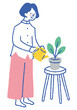 © きなこもち - Woman who enjoys taking care of plants_Color