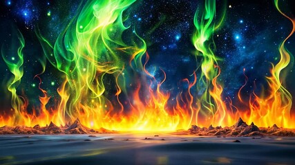 Wall Mural - Blazing Cosmic Inferno A Surreal Journey Through Fiery Nebulae and Starry Skies