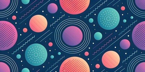 Poster - Abstract Geometric Seamless Pattern with Gradient Circles and Lines