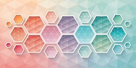 Poster - Abstract Geometric Hexagon Pattern Background in Pastel Colors