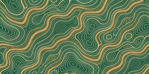 Poster - Abstract Emerald and Gold Swirl Pattern: Seamless Texture