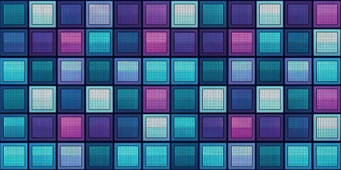 Poster - Abstract Geometric Tile Pattern in Teal, Purple, and Blue Hues