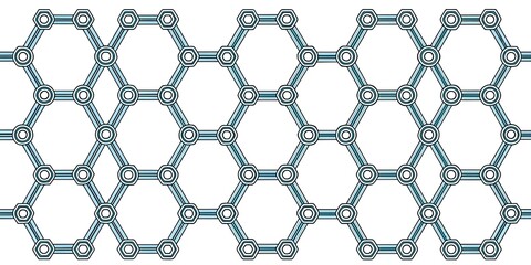 Poster - Abstract Hexagonal Geometric Pattern, Seamless Teal and Gray Network Texture