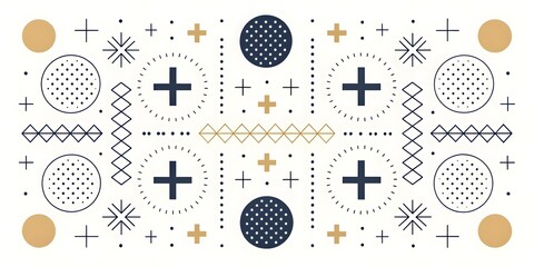 Poster - Geometric Abstract Pattern with Navy, Gold, and White Elements
