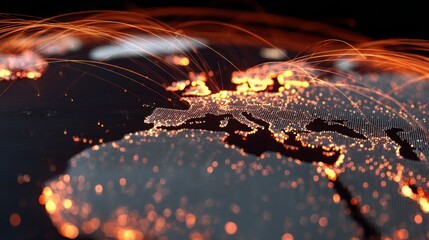 Poster - Digital connectivity across Europe and Africa with glowing network lines