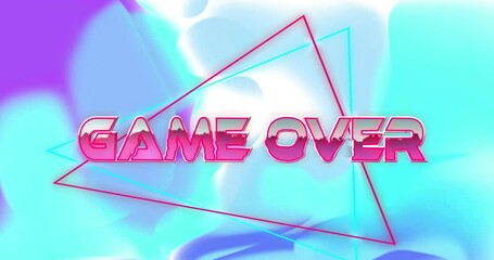 Poster - GAME OVER text glowing inside magenta and cyan wireframe triangles, creating retro arcade vibe