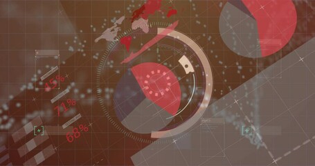Aufkleber - Concentric circular HUD element rotating on digital interface, showing grid lines and data windows