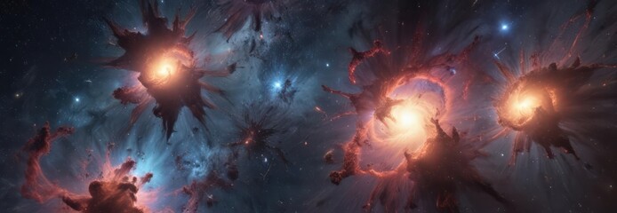 Wall Mural - abstract swirling nebulae, star clusters, cosmic dust , abstract, space, color