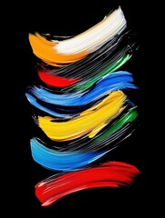 Poster - Abstract paint strokes on black background studio shot of colorful smears of acrylic paint art design concept