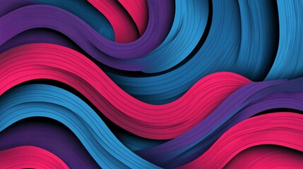 Poster - Abstract flowing lines in vibrant pink, purple, and blue hues. Dynamic wave patterns