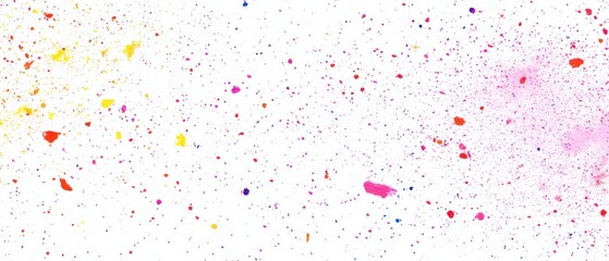 Poster - Colorful Paint Splatter on White Background Abstract Art Design Top View Vibrant Colors Illustration Modern Graphic Design