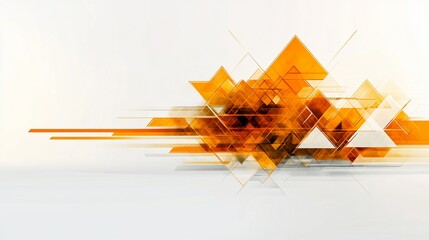 Poster - Abstract geometric orange and white composition, modern design