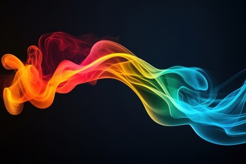 Poster - Abstract flowing ribbon of vibrant colors on dark background studio shot graphic design element wallpaper