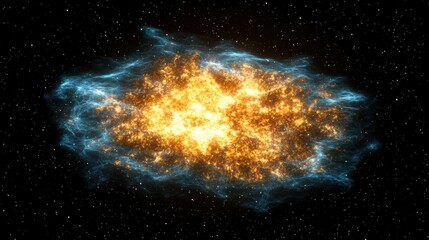 Poster - Expansive Nebula Bursting with Light and Color in Deep Space View of Cosmic Cloud Formation and Star Birth