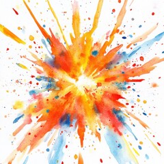 Aufkleber - Watercolor splash painting on white paper vibrant explosion of color abstract art close up illustration