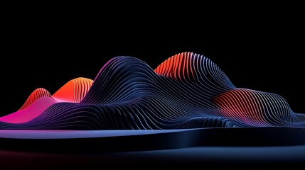 Poster - Abstract layered mountains lit with vibrant pink, orange, and blue tones