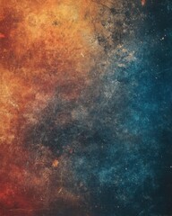 Poster - Abstract grunge texture background showing a blend of orange and blue colors with a worn and distressed appearance