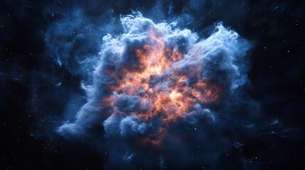Poster - Dramatic Space Nebula Erupting with Fiery Energy Close Up View of Cosmic Cloud in Deep Space
