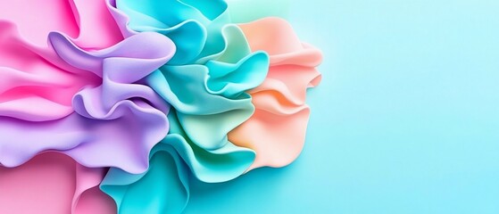 Poster - Abstract pastel colors flowing on a blue backdrop with room for text